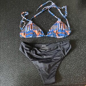 RVCA Women's Abstract Bikini Set - Blue and Black